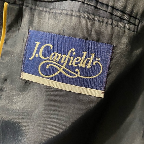 J Canfield Men's 60 Black Pinstripe Suit Jacket old Money Business Careerwear - Picture 2 of 10